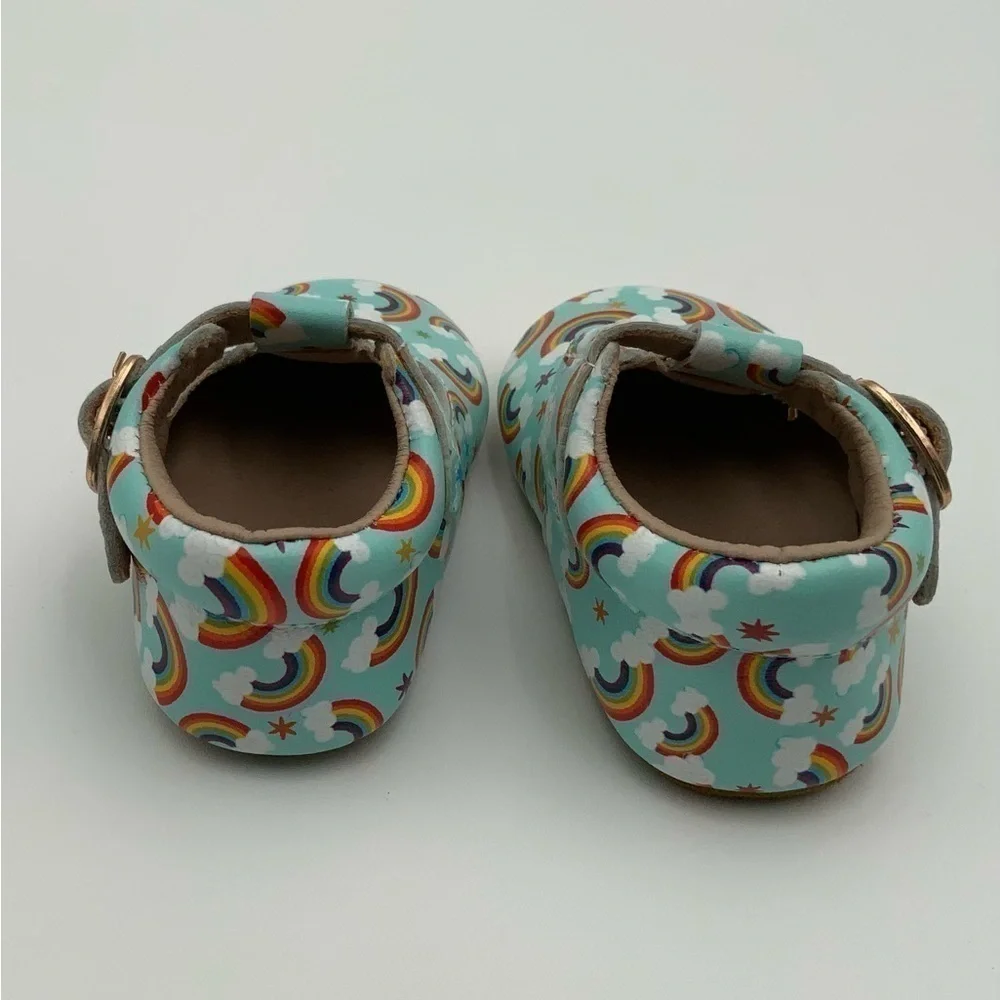 Monkey Feet Rainbow Leather T-Strap Baby Shoes 3M-6M Great Condition!